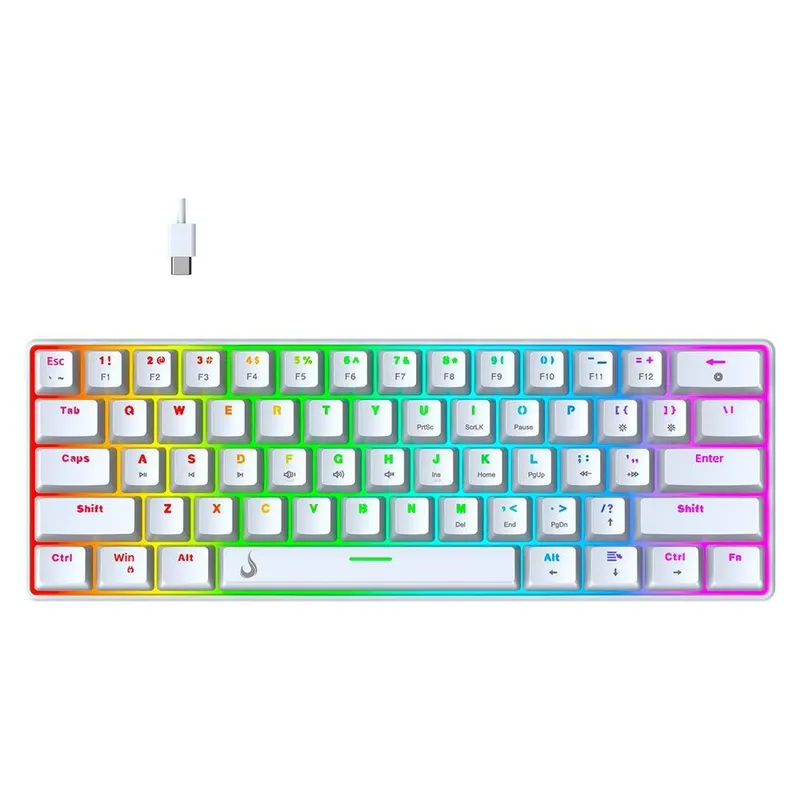 Teclado Mecânico Gamer Rise Mode GM1 White, RGB, Switch Outemu Blue - RM-TCM-GM1-WBLUE