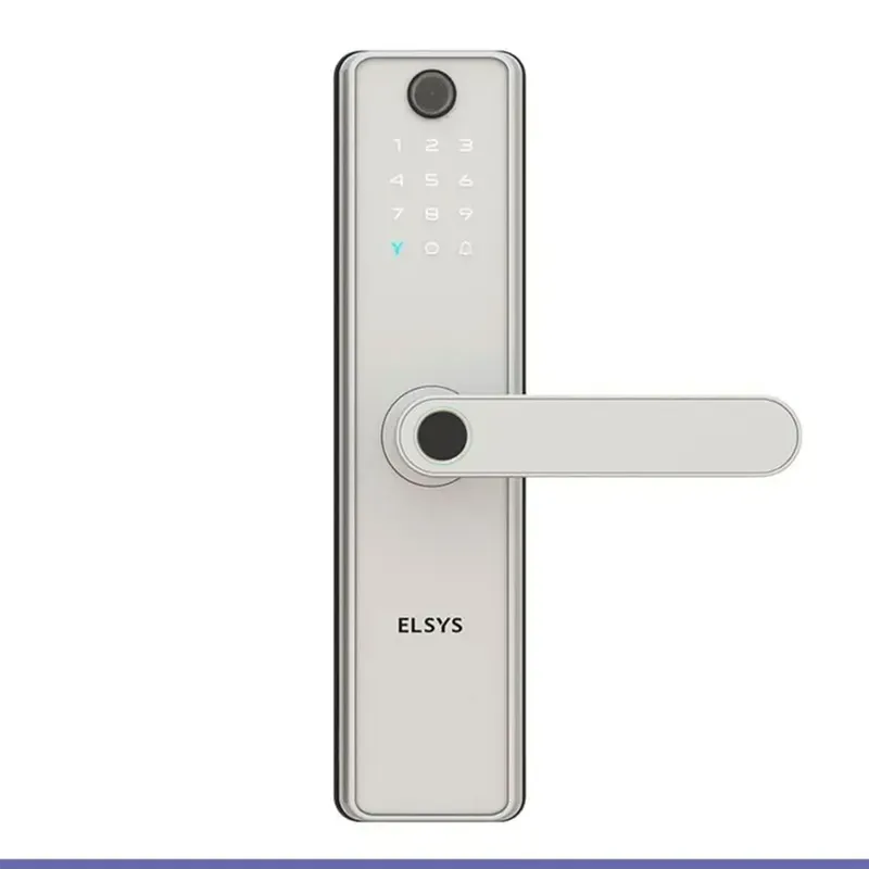 Fechadura Digital Sax De Embutir Elsys Com Camera Wi-fi E Abertura Biometrica Prata