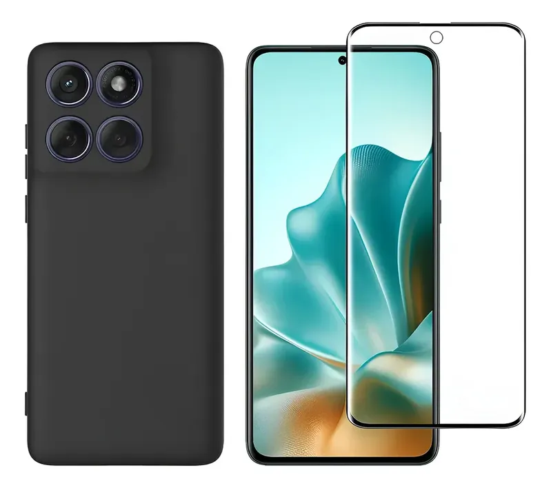 Capa Silicone Aveludada + Película Cerâmica 9d Para Moto G47 5g