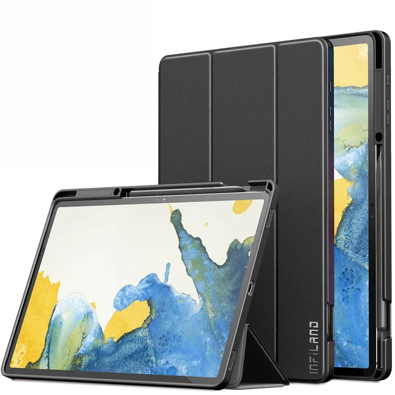 Capa Infiland Anti Impacto Tab S7 Fe, 12.4 Polegadas, Sm-t730 T735, Com Função Wake Sleep E Suporte S Pen, Preta - 2021