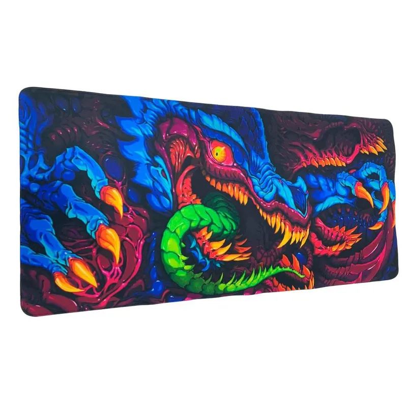 Mouse Pad Gamer Speed, Extra Grande, Desk Pad Profissional Premium, Com Borda Costurada 70x35,Dragão Colorido