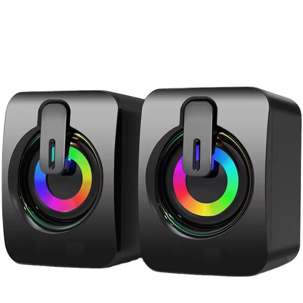 Caixa Caixinha De Som Pc Notebook Gamer Usb LED RGB Potente