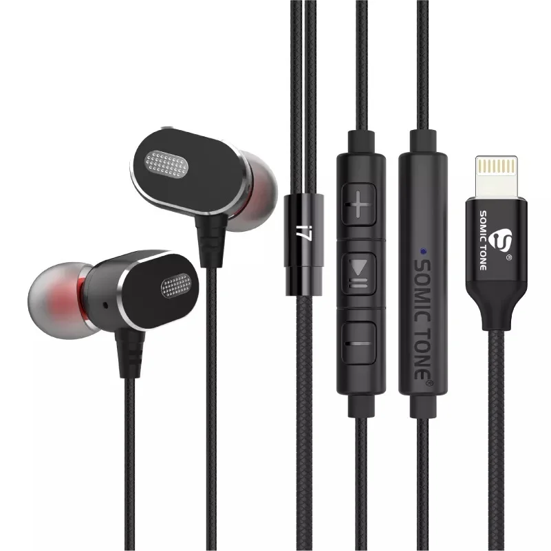 Fone De Ouvido Lightning Somic Tone i7 Super Bass Para iPhone Cor Preto