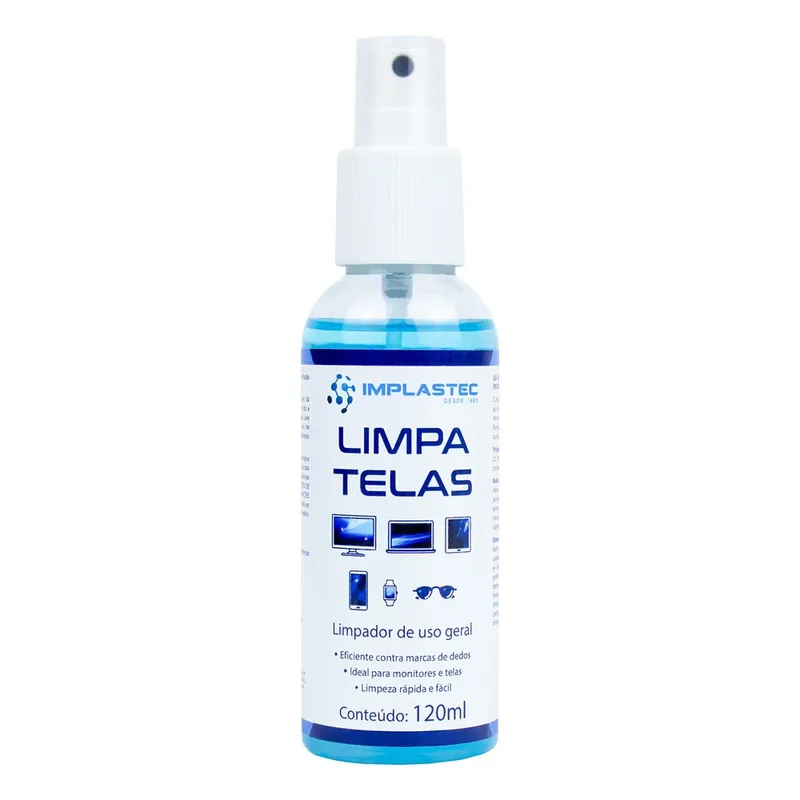 Limpa Telas Monitor Notebook Tv Tablet Celular Óculos 120ml