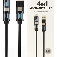 Cabo Carregador 4 Em 1 Mechanical LED Hrebos Premium Cb-801