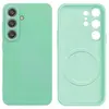 Capa Capinha Protetora de Silicone com Interior em Microfibra Aveludado Compatível com Magsafe para o Samsung Galaxy S25 - Cor: Verde Claro