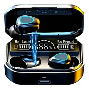 Fone De Ouvido Preto Tws À Prova De Suor Com Carregador Portátil E Display