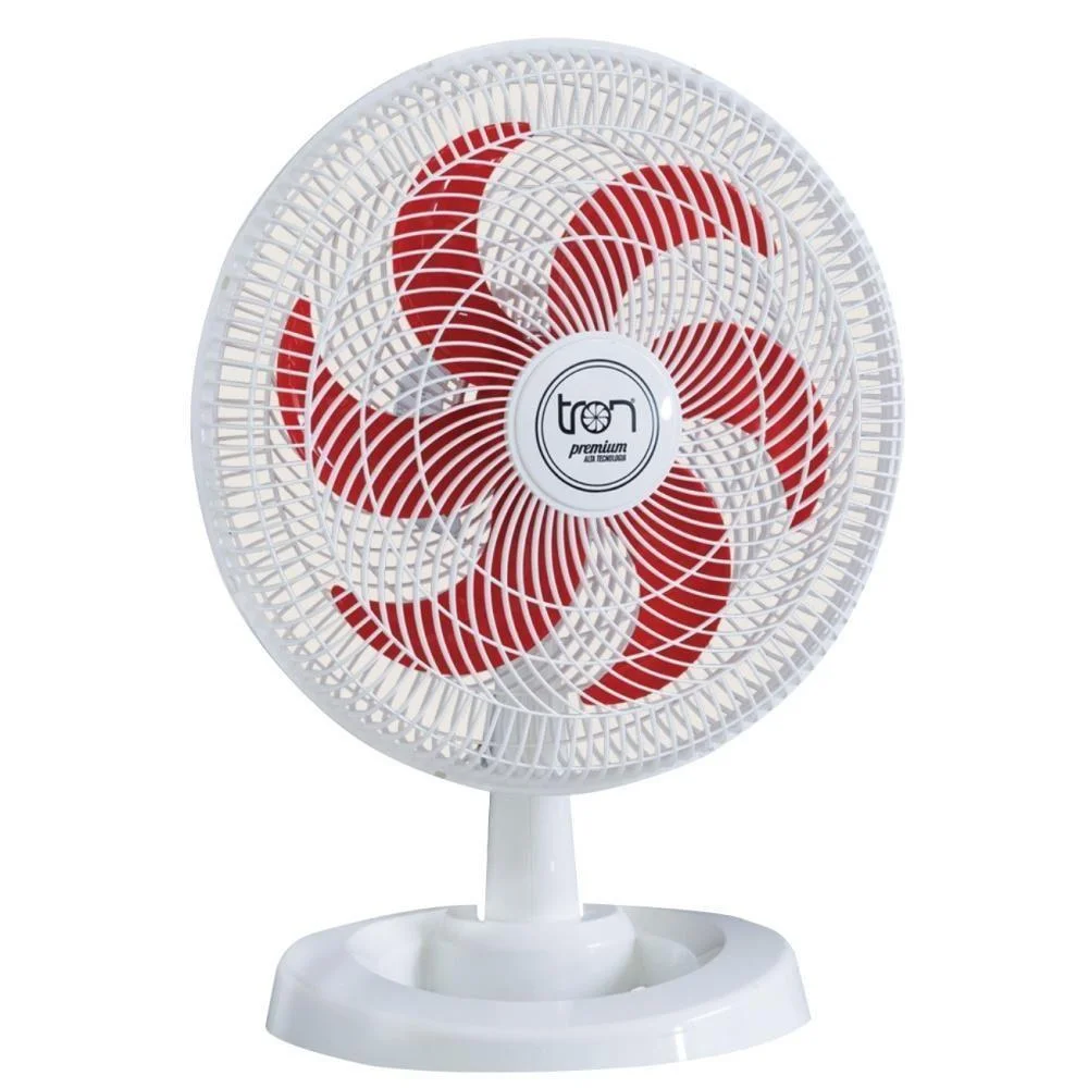 Ventilador Mesa Lorena Branco Oscilante 110v Pás Vermelha