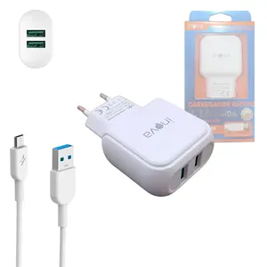 Carregador Rápido 02 Portas Usb 3.1a Cabo V8 De 1m Inova