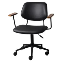 Cadeira Office Riga Com Braço Courino Preto Com Base Rodizio Preta - 74359