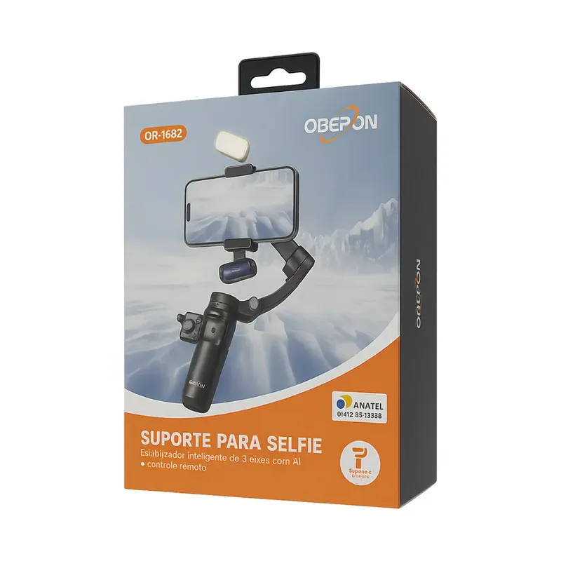 Estabilizador Celular Gimbal Tripé 3 Eixos Reconhecimento Facial Ia Oberon Or-1682
