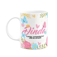 Caneca Floral Mães - Dinda É Amiga E Mãe De Coração.