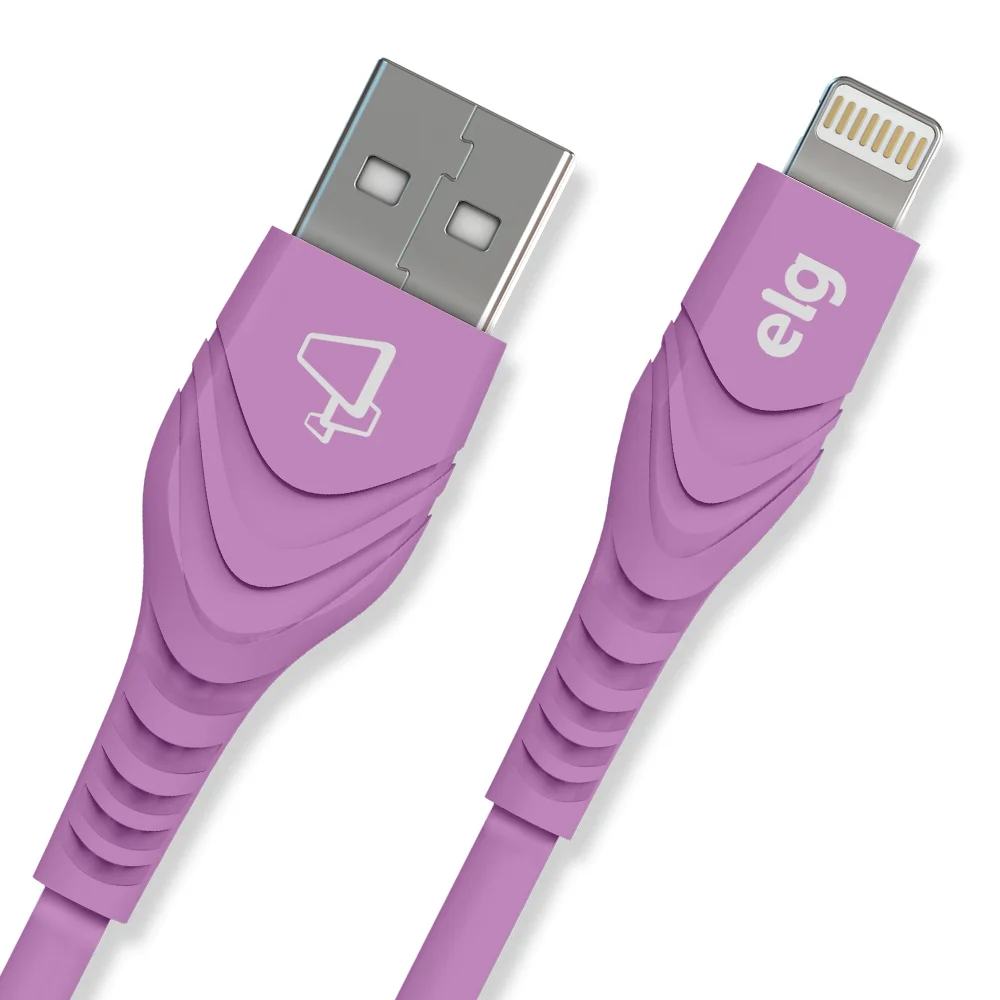 Cabo Lightning para Apple iPhone, iPad, iPod ELG, PVC Emborrachado, Roxo, 1.2M - L812X