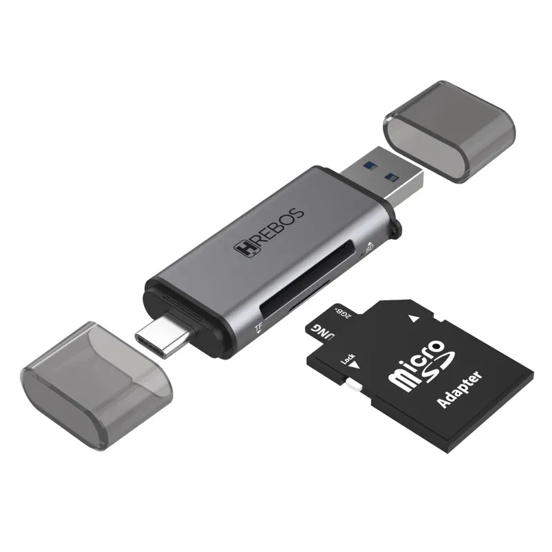 Leitor De Cartão Sd E Micro Sd Hrebos If-244 Usb 3.0 Cinza