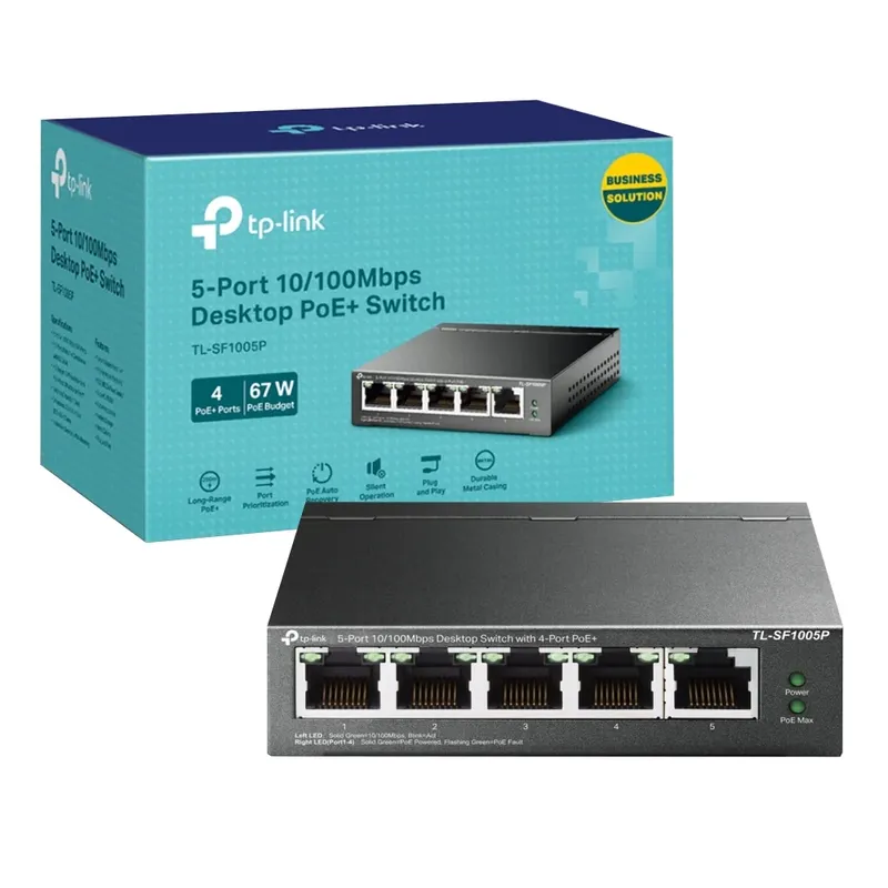 Switch 5 Portas 10/100 Gigabit 4 Portas Poe + Tl-sf1005p Tp-link