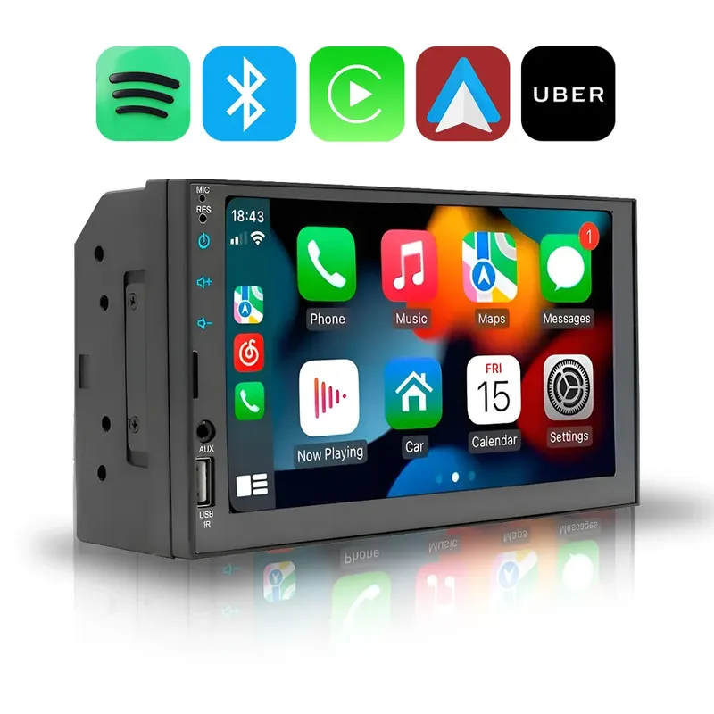Central Multimídia 7 Polegadas Mp5 Automotivo Com Apple Carplay E Android Auto Entrada Usb Frontal Bluetooth H-tech