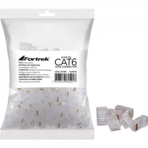 Kit 5 Pacotes Conector Fortrek, Rj45, Cat6, Com 500 Peças