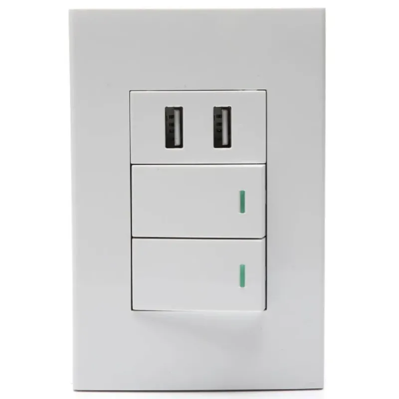 2 Interruptores Premium De Parede Com 2 Entradas Usb, Jwcom