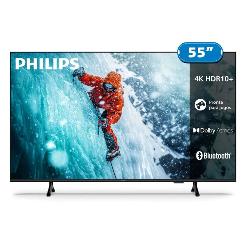 Smart TV 55 Polegadas Philips LED 4K UHD, Wi-Fi, USB, HDMI - 5pug7408/78
