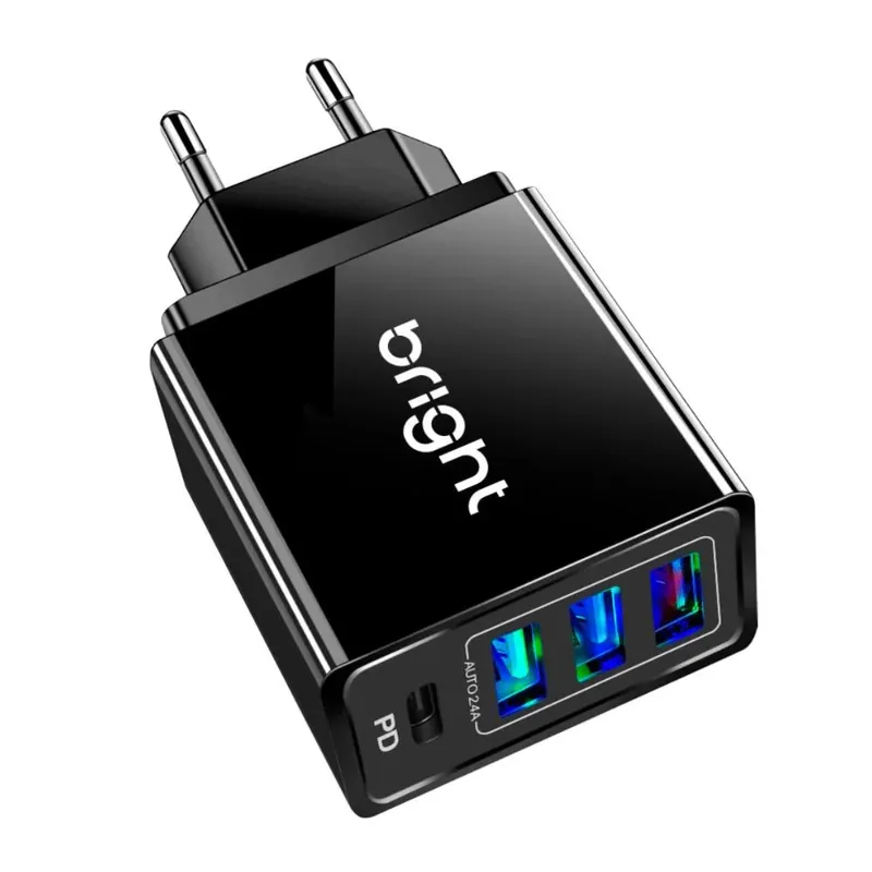 Carregador de Parede USB Bright, 3 Portas, USB E 1 USB-c - Cg002