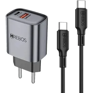 Kit Carregador Fonte Turbo 20w Neo Charge Duplo Usb C E Usb -c Modelo Hs-232c Cor Preto