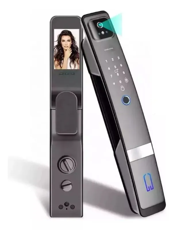Fechadura Digital Eletrônica Com Câmera E Campainha App Tuya Preta