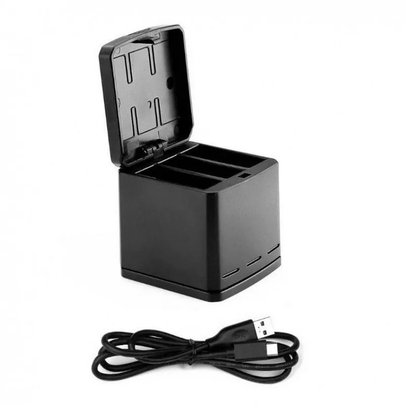 Carregador Triplo Storage Box Para Gopro 5/6/7/8 Black - Telesin