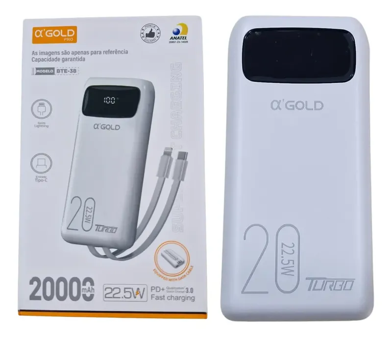 Power Bank Carregador Portátil 20000mah Super Turbo 22.5w