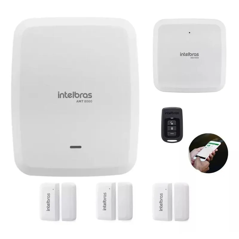 Kit Alarme Wifi S Fio Amt 8000 Pro 3 Sensor Presença Intelbras