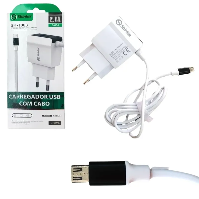 Tomada Carregador V8 Micro Usb 1 Saída Usb 2.1a Samsung J5