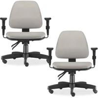 Kit - 02 Cadeiras De Escritório Giratória, Executiva Ergonômica, Sky L02, Suede Bege - Lyam Decor