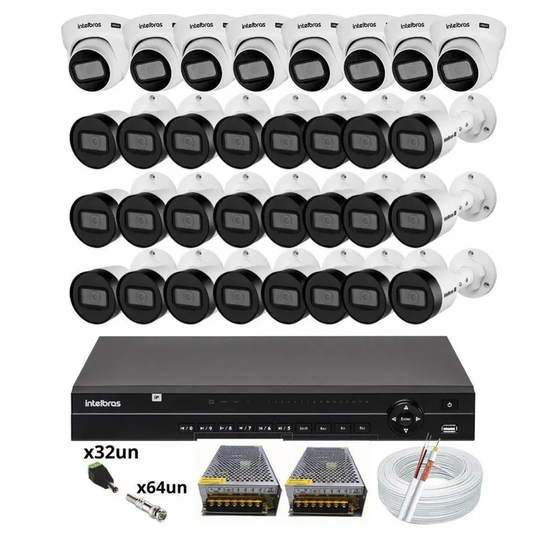 Kit Intelbras 32 Câmeras De Segurança Vhd 1130 30m Dvr De 32 Canais Mhdx 1232 Alta Resolução
