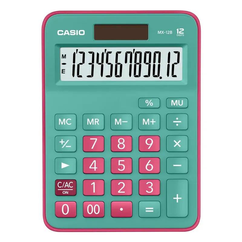 Calculadora De Mesa Casio, 12 Digitos, Mx-12b-s4-dc, Cor:preta