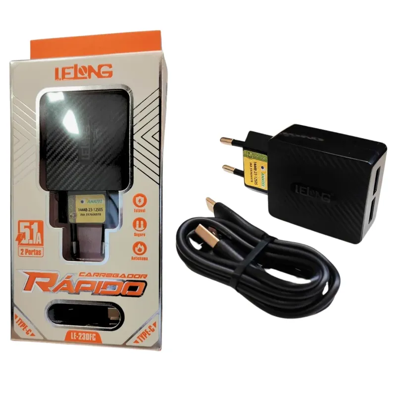 Carregador Celular Tomada 5.1a Type-c Lelong