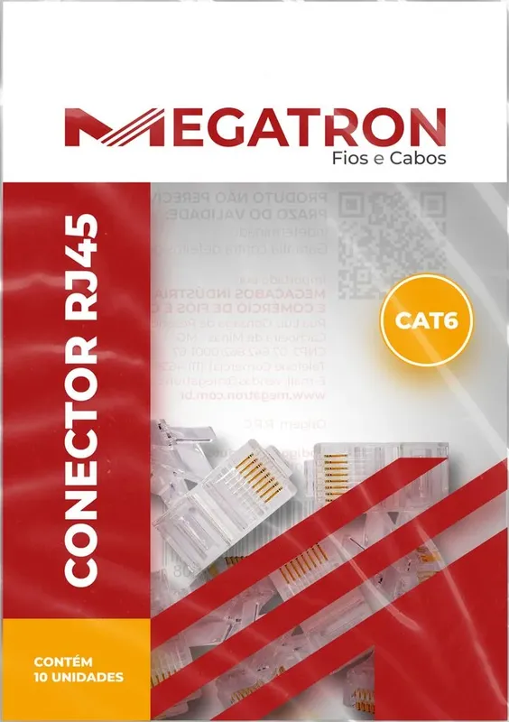 Conector Megatron Rj45 Cat.6 8x8 Pacote Com 10un