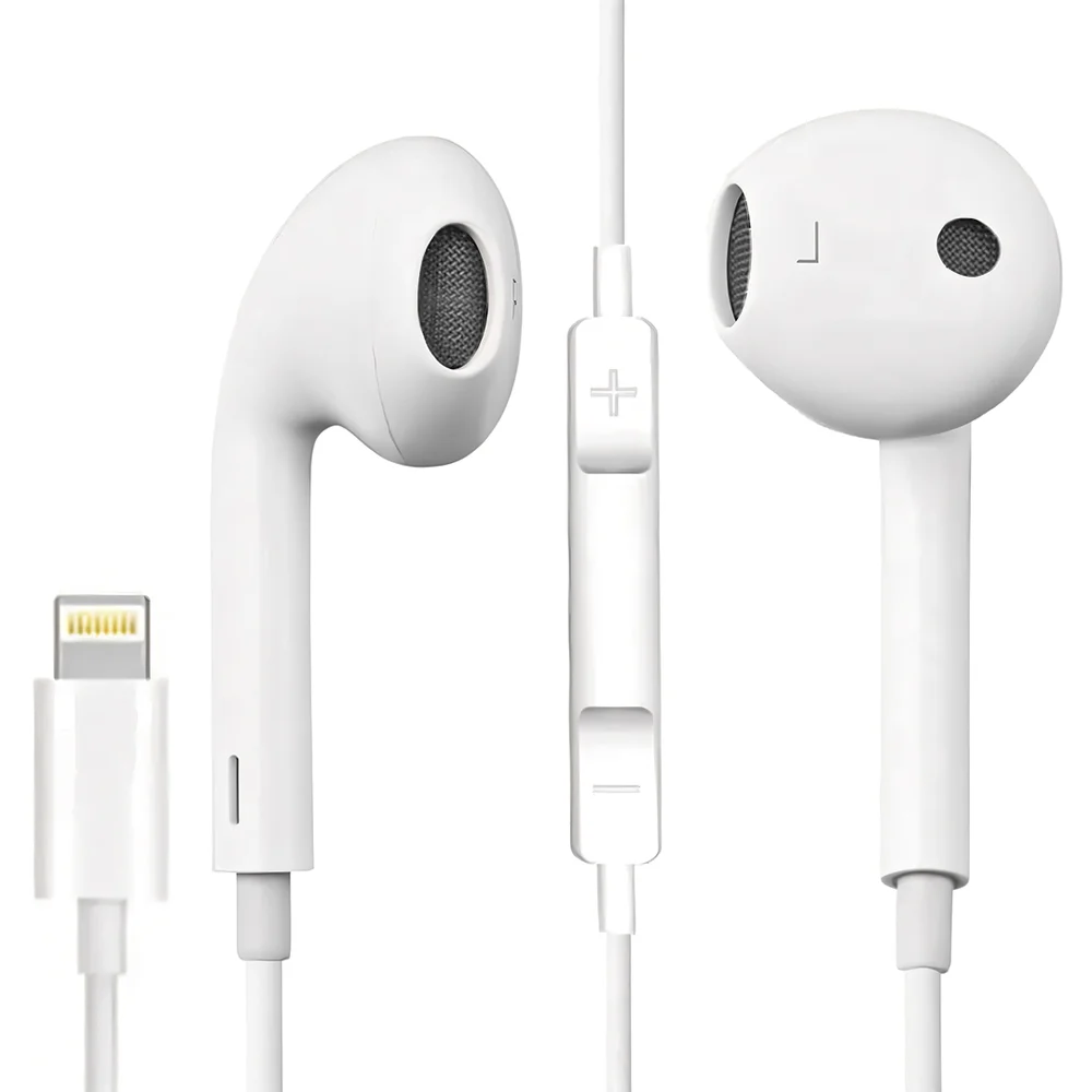Fones De Ouvido Com Fio Compatível Com Iphone Lightning Branco