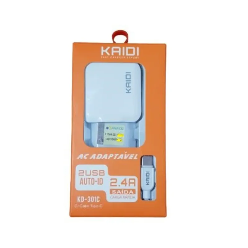 Kit Carregador Celular 2 Portas Usb Tipo C Rápido 2.4a Homologado