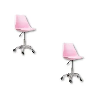 Kit 2 Cadeiras Office Base Cromada, Com Rodizio Giratória Saarinen - Rosa