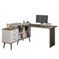 Mesa De Escritório Em L 3 Gavetas Branco/rustic Lisboa Madesa Xa