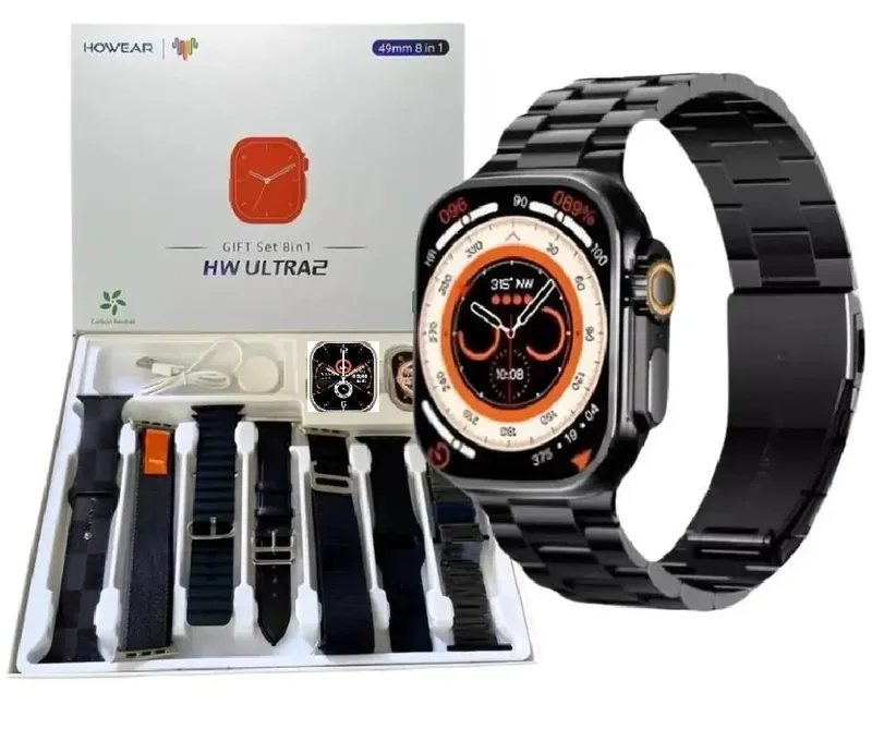 Smartwatch Hw Ultra2 49mm 8x1 +7 Multiiras Com Chat Gpt - Preto