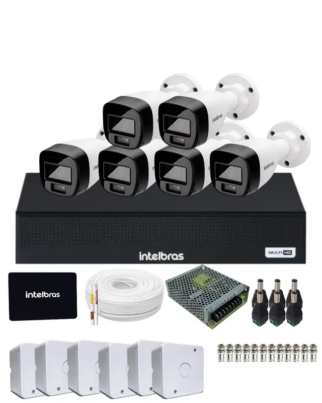 Kit 6 Câmeras Intelbras Vhd 1220b Full Color Dvr Mhdx 1108-c Com SSD 512gb.