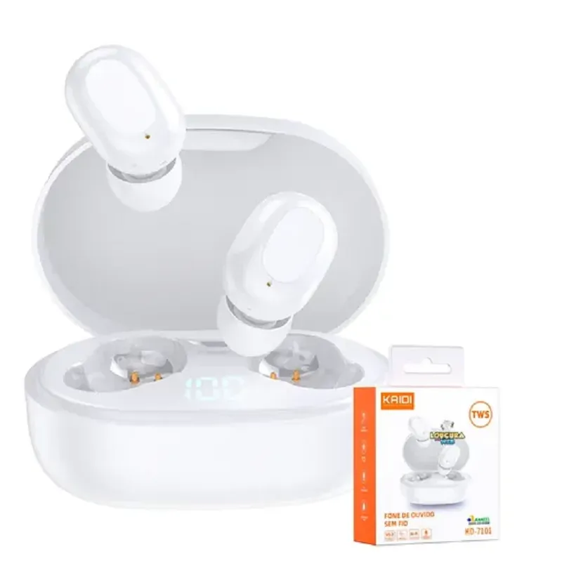 Kaidi Fones De Ouvido Branco Bluetooth Kd-7101 Versão 5.3 Baixa Latência Alta Estabilidade Resistente À Água Ipx4 Com Função Smart Touch