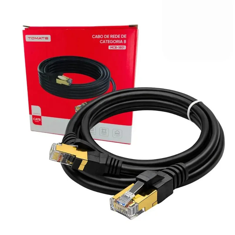Cabo De Rede Cat8 1 Metro Blindado Tomate Mcb-1801