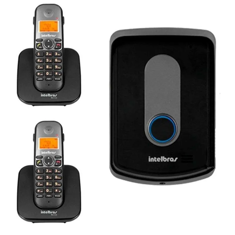 Kit Interfone Porteiro Residencial Intelbras Sem Fio Tis 5010 + 02 Ramais Internos Para Atendimento