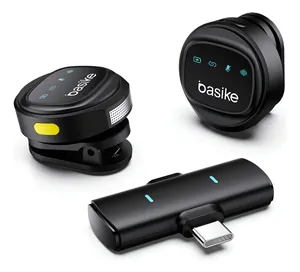 Basike Microfone Lapela Anti Ruido Duplo Magnético Sem Fio Clipe Iphone Tipo L Profissional Kit Para Podcast Vlog Video Celular Ba-mic0006 Com Redução De Ruído Kit Duplo Para 2 Pessoas