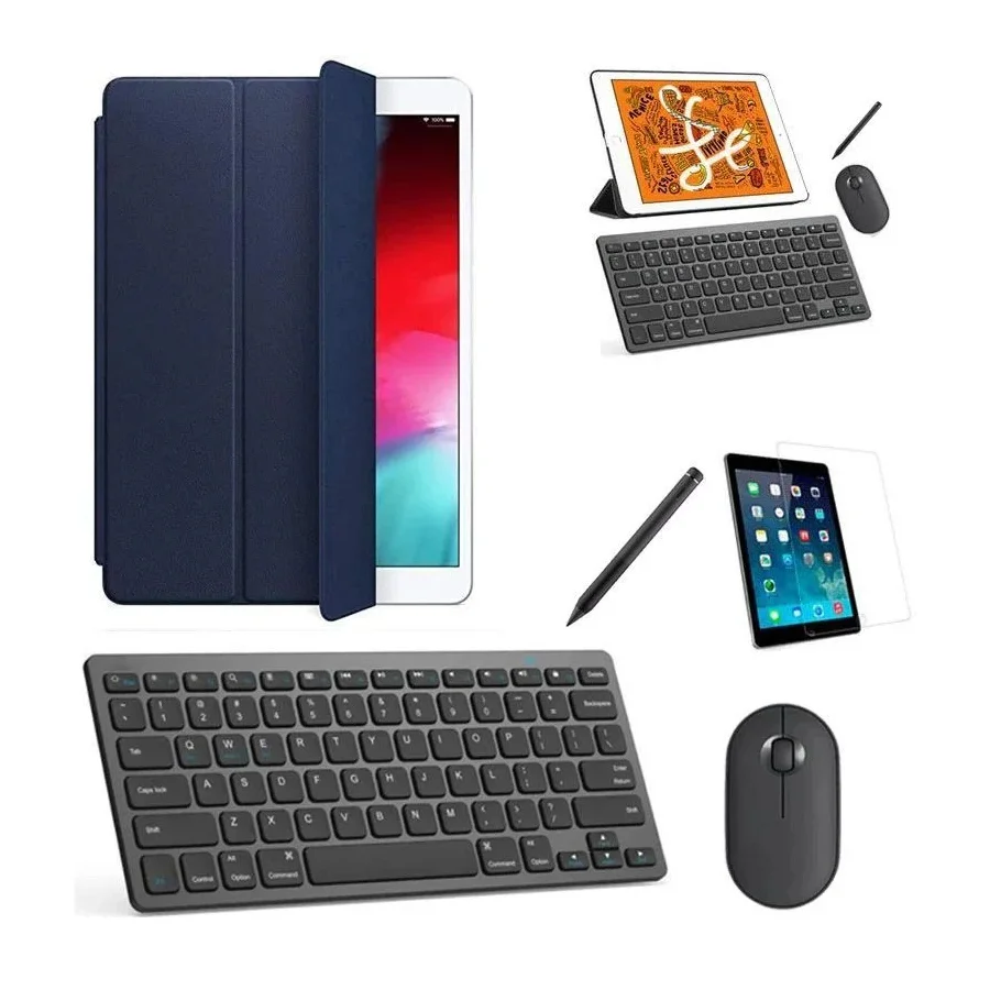 Capa Smart Azul Teclado Mouse Pel, Stylus Galaxy Tab A7 T500