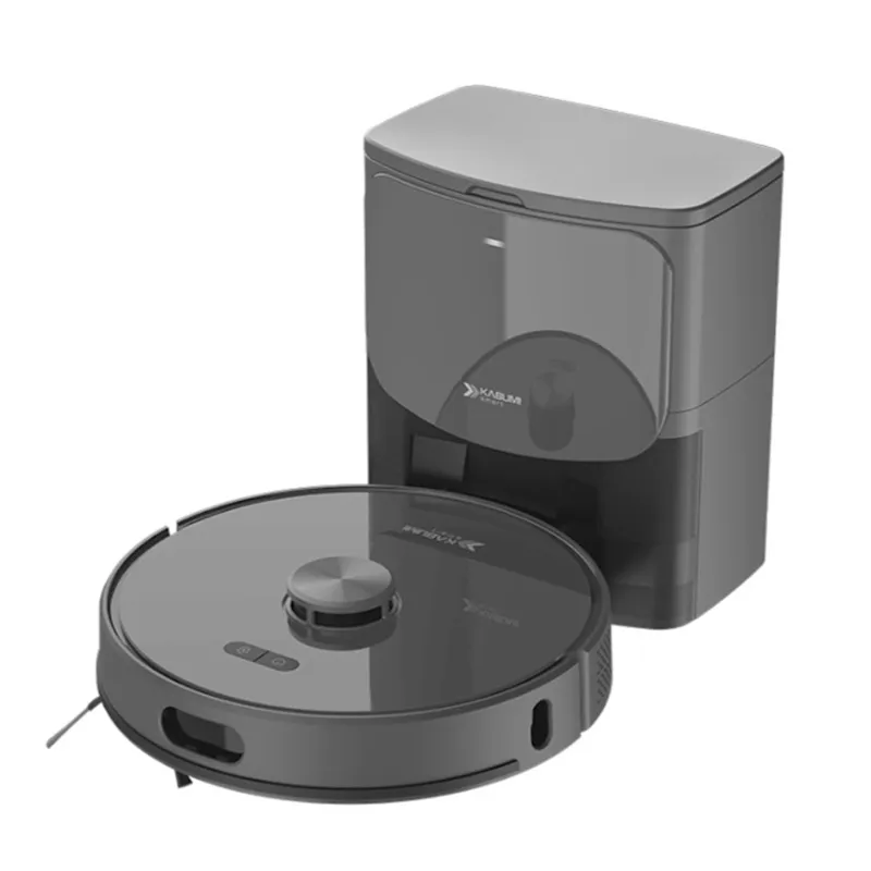Robô Aspirador de Pó e Passa Pano KABUM! smart K1100, Mapeia, MOP rotativo, Autolimpante, 10000PA, APP, 127V, Cor Inox/Cinza - KSAR110010CZ