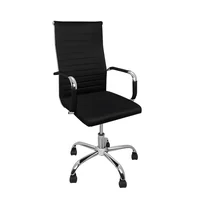 Cadeira Presidente Giratória Esteirinha Charles Eames Estofada Preta + Cx Preto
