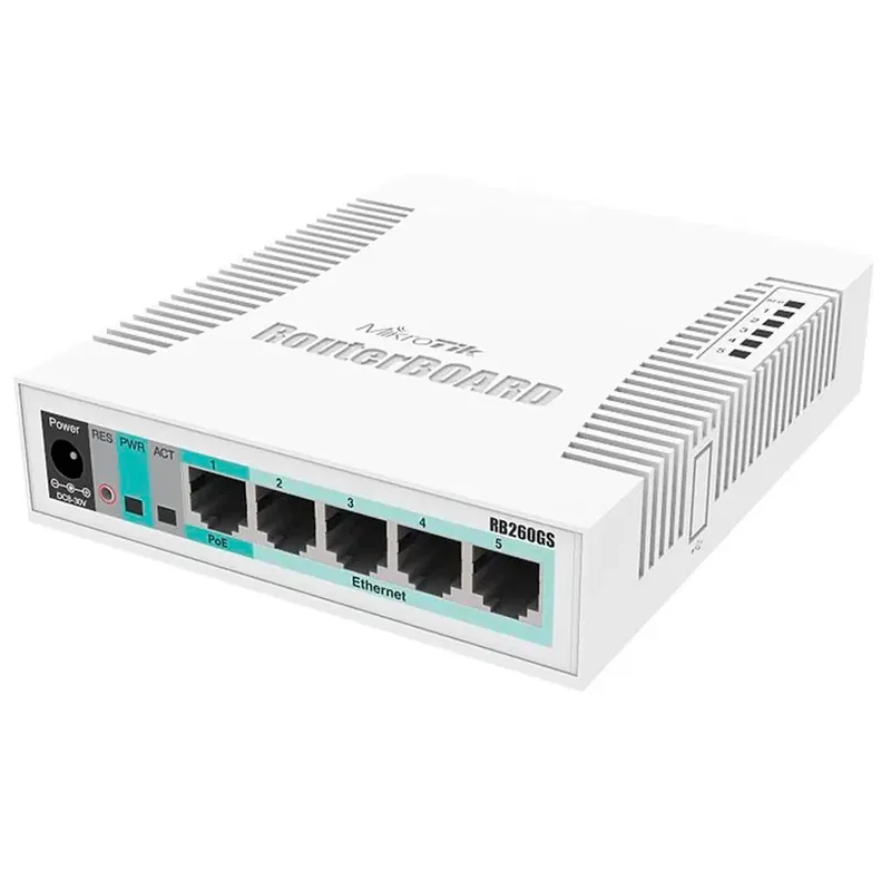 Switch Mikrotik Smart Rb260gs - 5 Portas Gigabit - Swos - Expansão Sfp - Css106-5g-1s