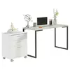 Conjunto Escritório Home Office Com Mesa Industrial + Gaveteiro Rustic/Branco - Madesa